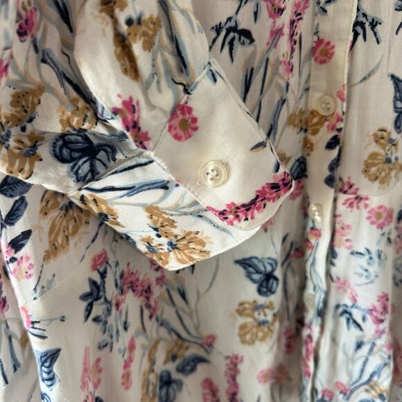 Chelsea & Theodore Womens Plus Floral High Low Hem Button Down Tiered Top 2X - Picture 5 of 10